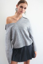 Fine-Knit Sweater with Collar