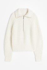 Rib-knit Half-zip Sweater